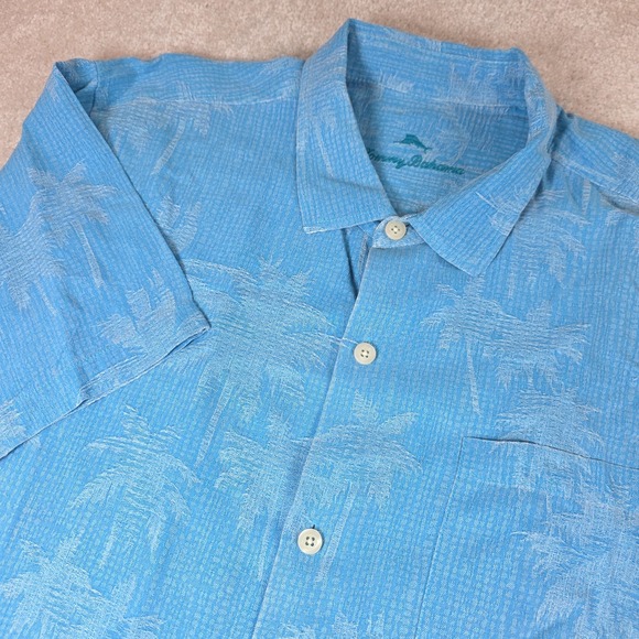 Tommy Bahama Other - Tommy Bahama Shirt Mens XXL Blue Silk Tropical Logo Button-Up Hawaiian Tropical